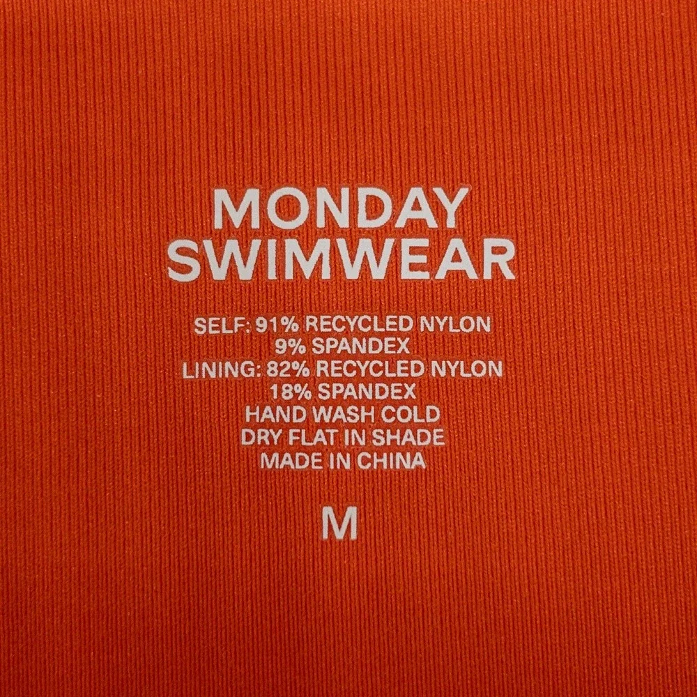 Monday Swimwear Byron Wide Rib Bikini Bottoms Womens Medium Orange Papaya